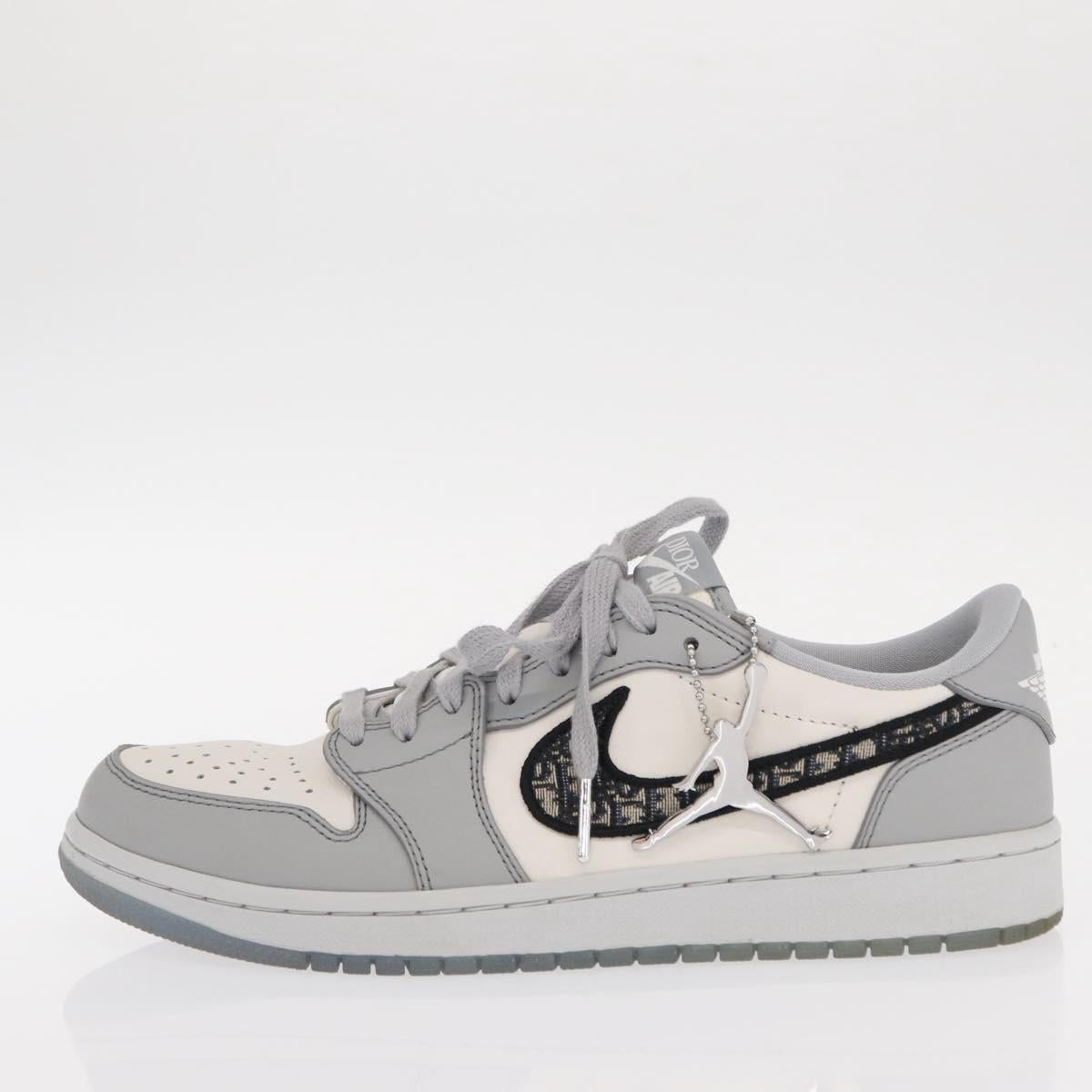 Christian Dior Trotter Air Dior Air Jordan 1 Low OG Sneakers Gray Auth 156693SM