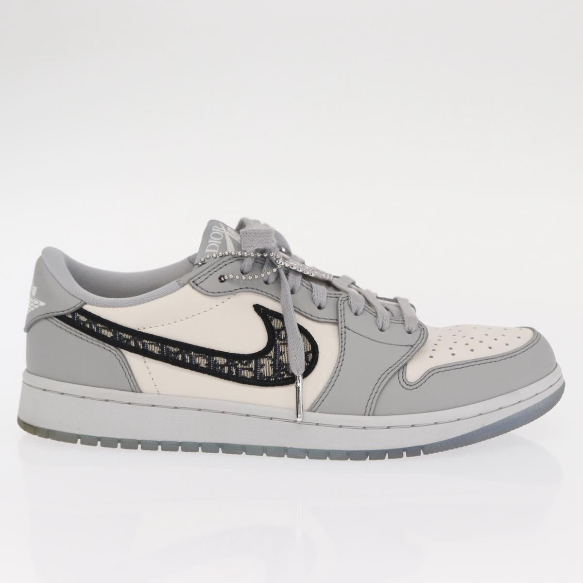Christian Dior Trotter Air Dior Air Jordan 1 Low OG Sneakers Gray Auth 156693SM