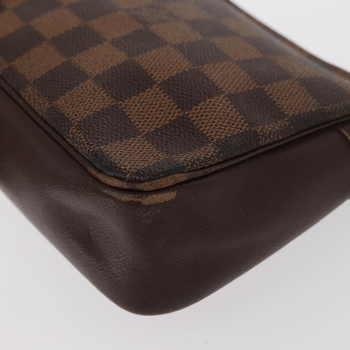 LOUIS VUITTON Damier Ebene Trousse Makeup Pouch N51982 LV Auth 156698