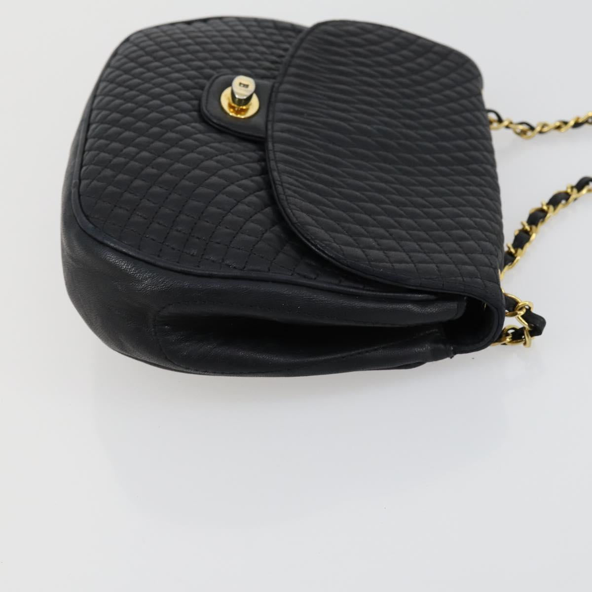 BALLY Tote Bag Leather 2 Set Black Ivory Auth 156704