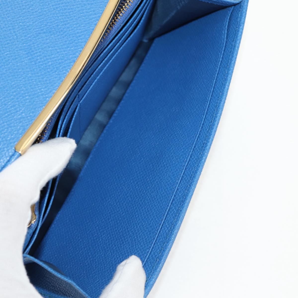 Salvatore Ferragamo Gancini Long Wallet Leather Blue Gold Auth 156708V