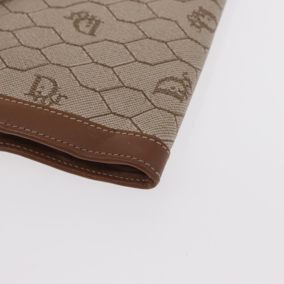 Christian Dior Honeycomb Canvas Long Wallet PVC Beige gold Auth 156709