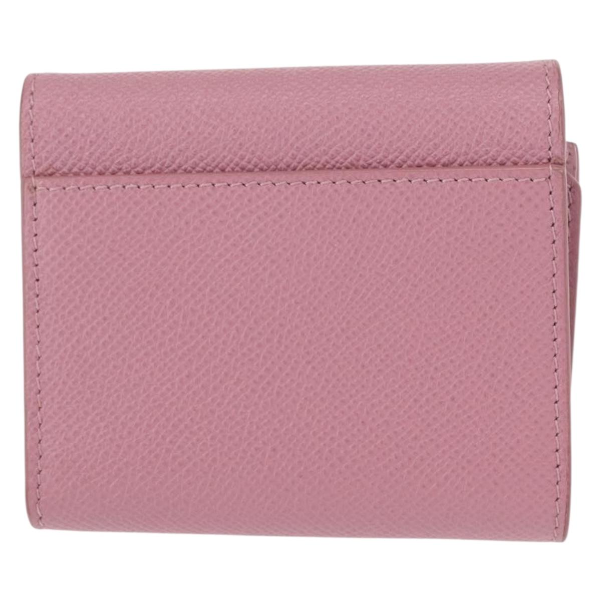 Christian Dior 30 Montaigne Compact Wallet Leather Pink Gold Auth 156710