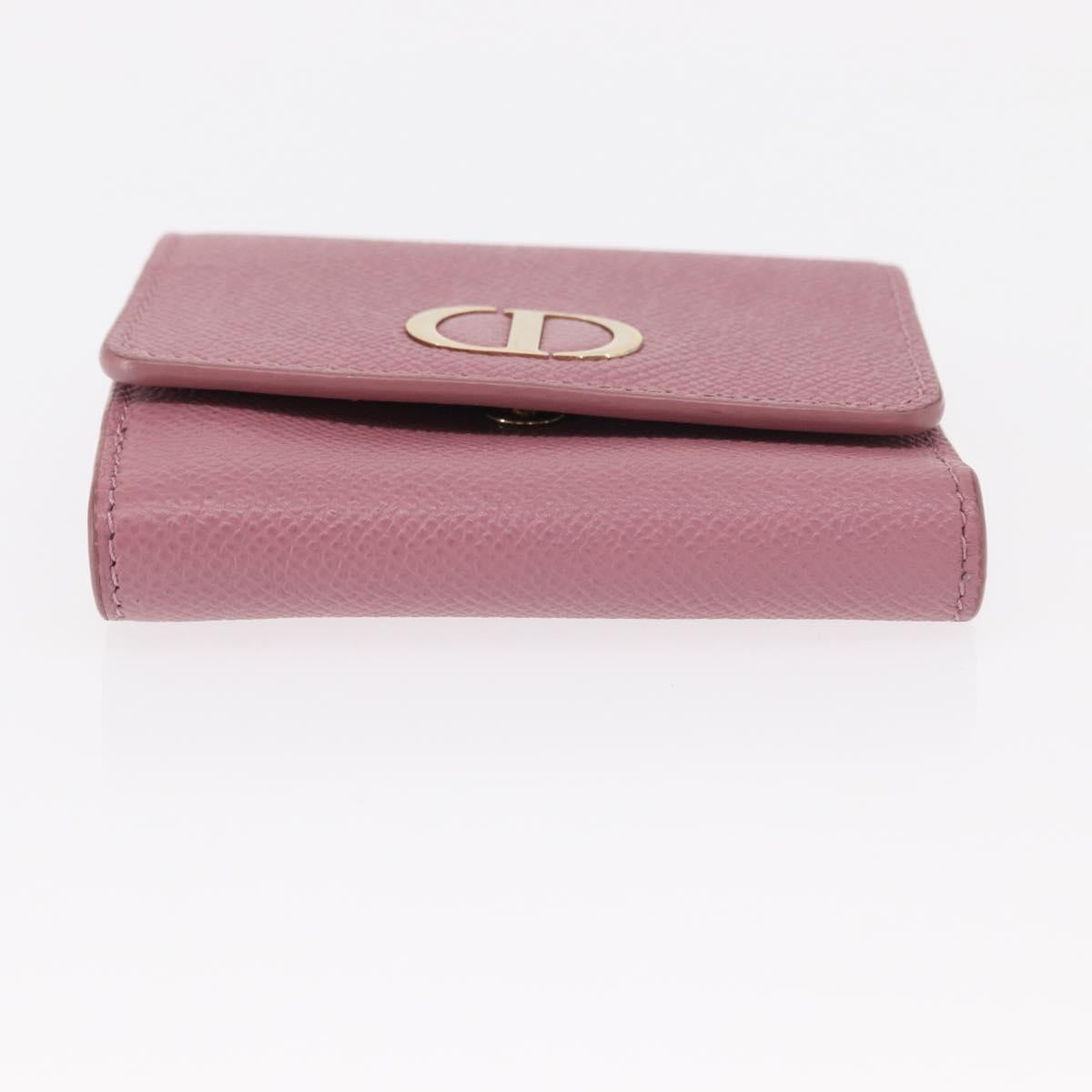 Christian Dior 30 Montaigne Compact Wallet Leather Pink Gold Auth 156710