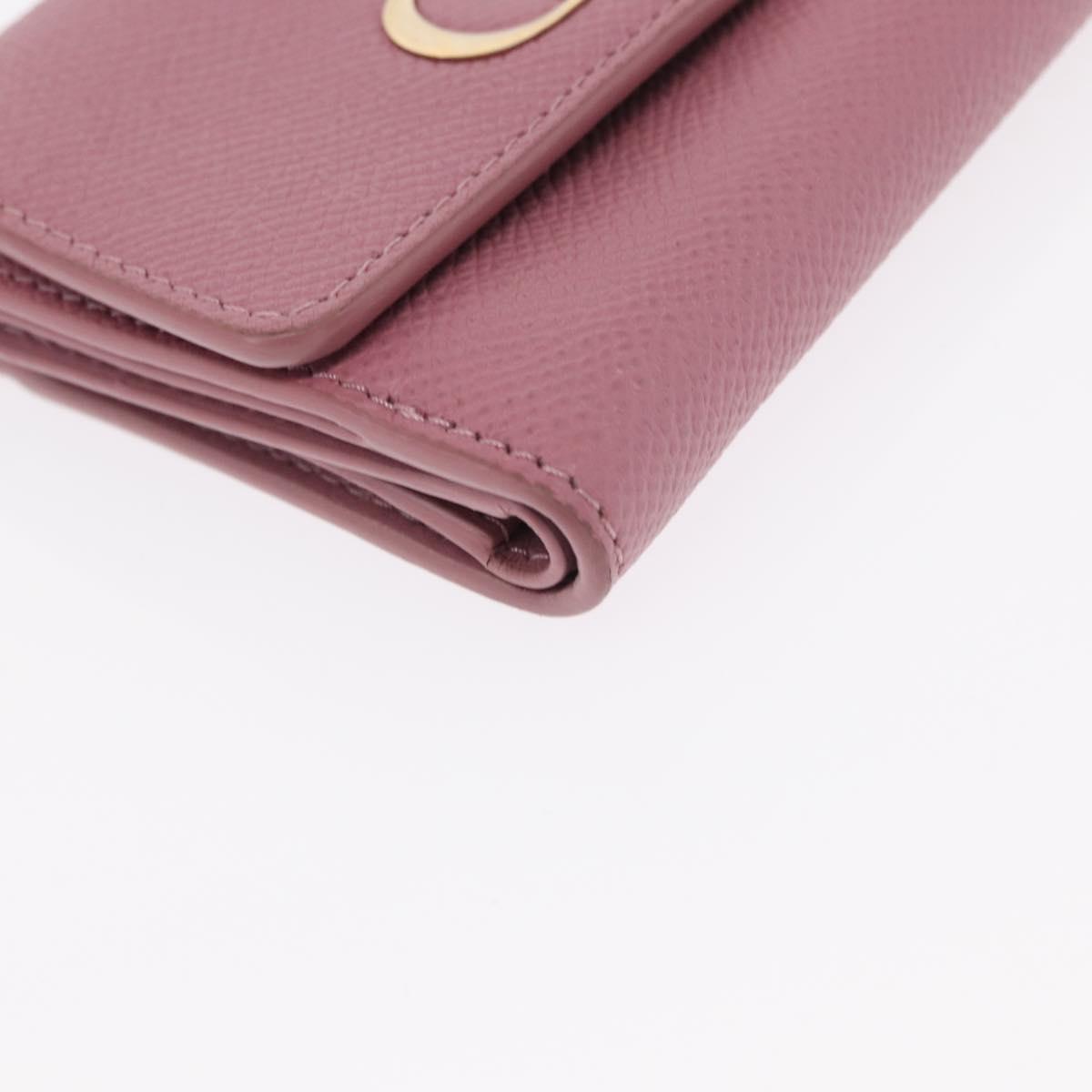 Christian Dior 30 Montaigne Compact Wallet Leather Pink Gold Auth 156710