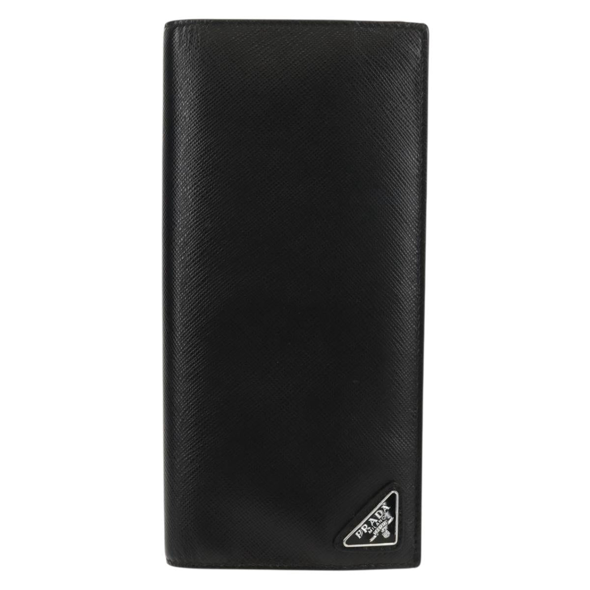 PRADA Wallet Safiano leather Black Auth 156712V