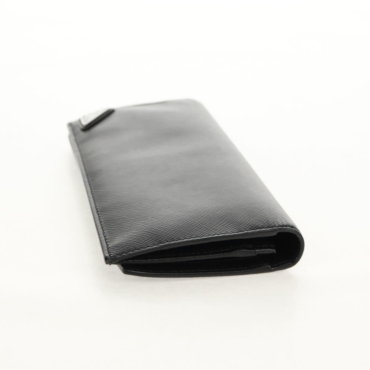 PRADA Wallet Safiano leather Black Auth 156712V