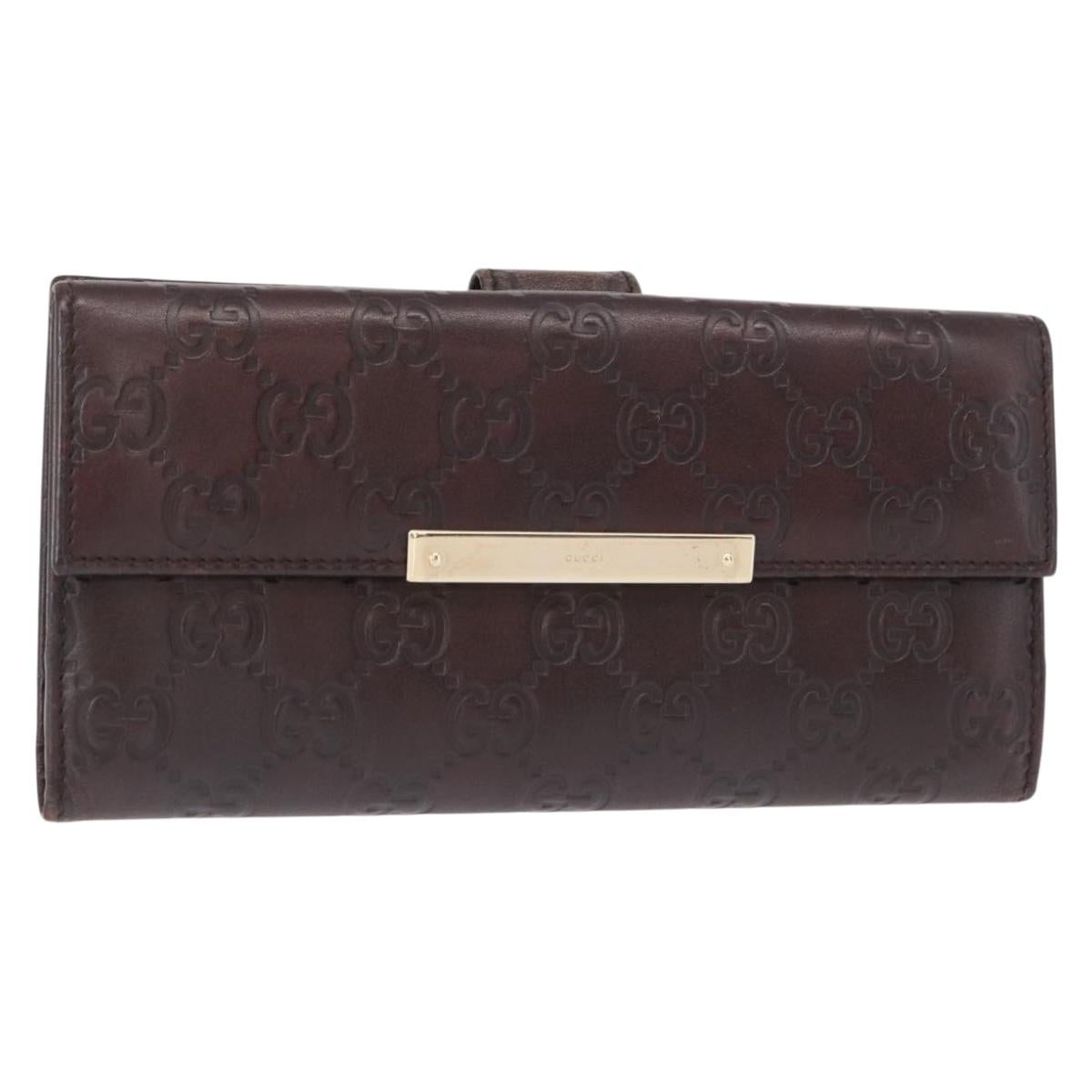 GUCCI GG Canvas Guccissima Long Wallet Leather Brown Gold 112715 Auth 156714