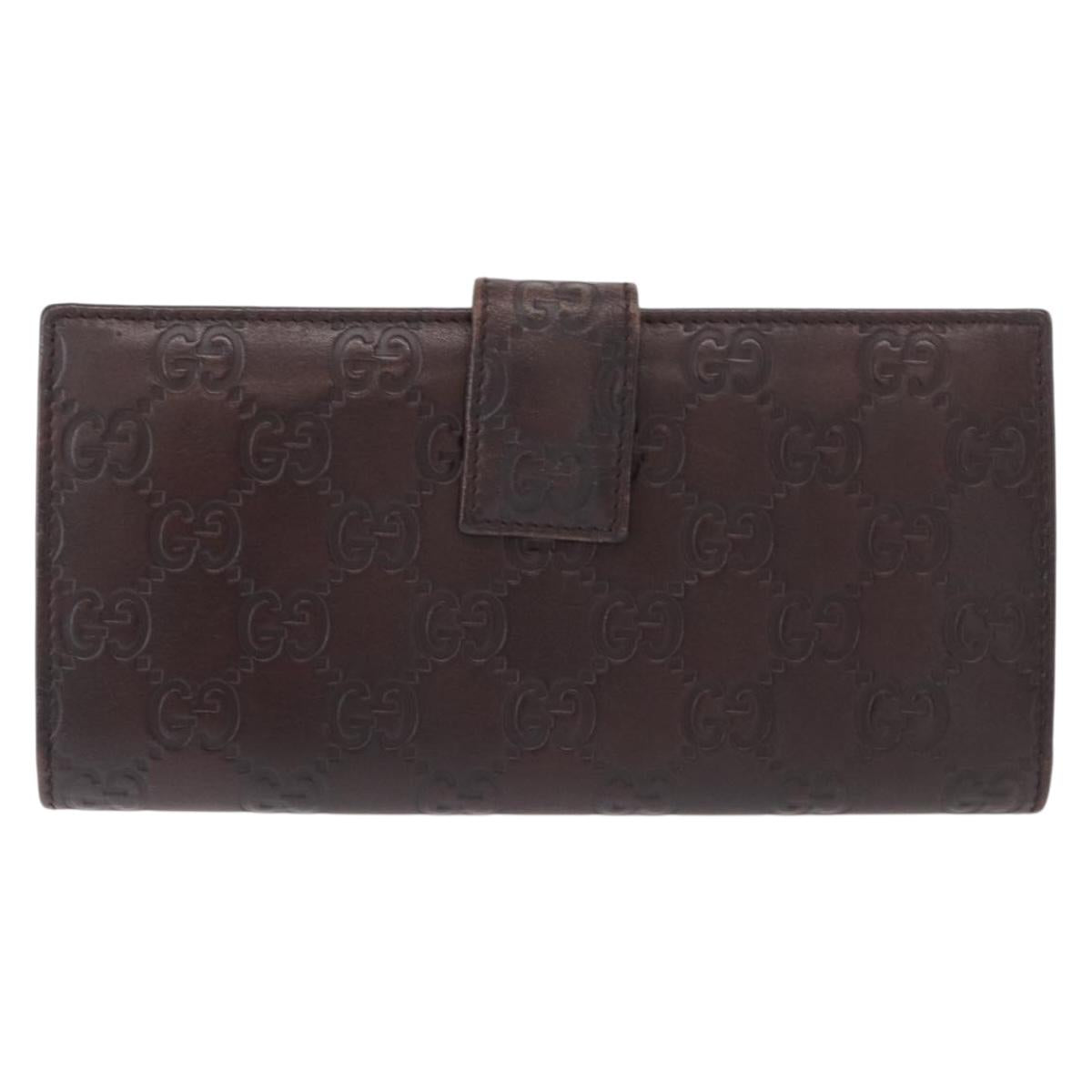 GUCCI GG Canvas Guccissima Long Wallet Leather Brown Gold 112715 Auth 156714