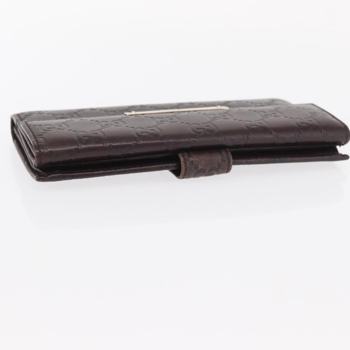 GUCCI GG Canvas Guccissima Long Wallet Leather Brown Gold 112715 Auth 156714