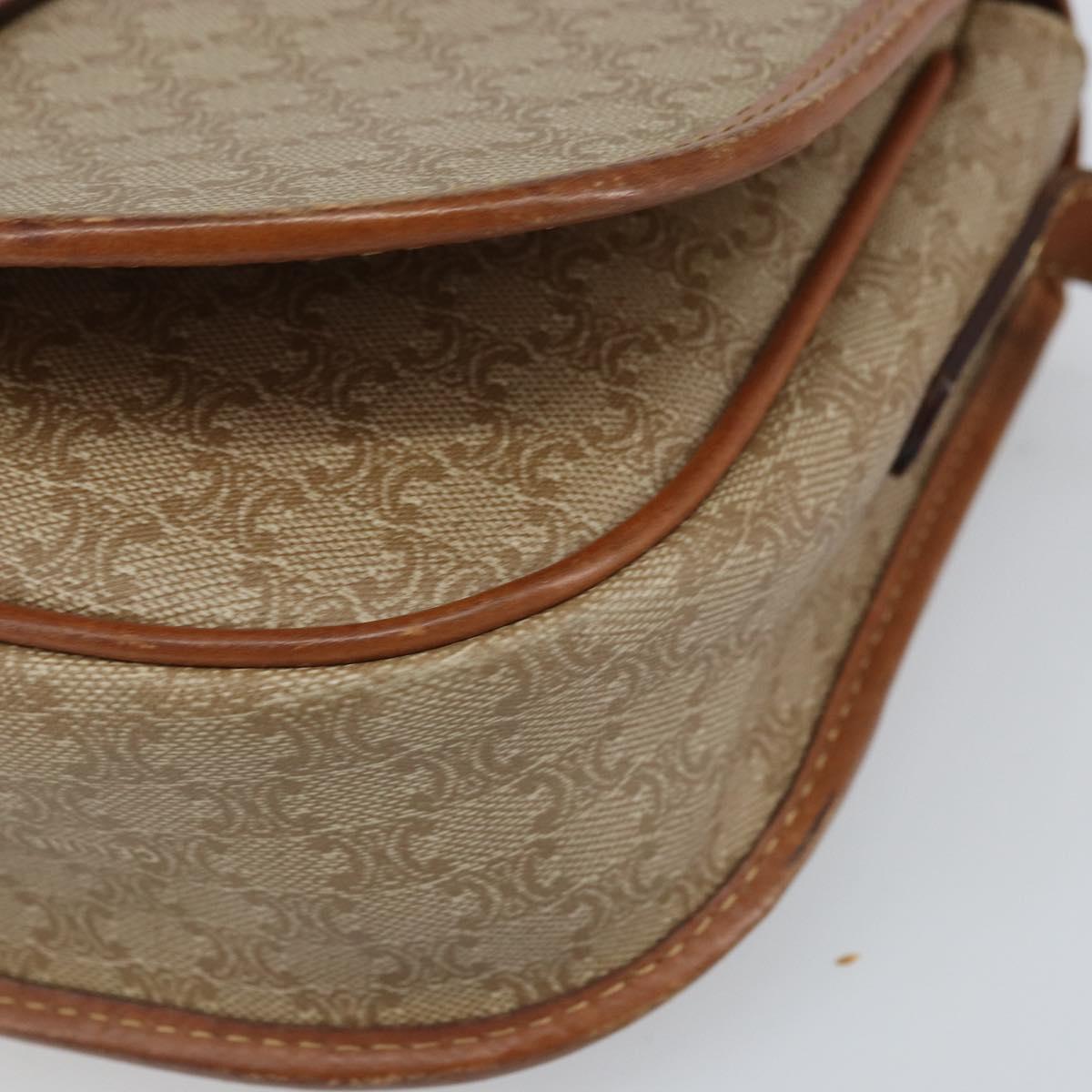 CELINE Macadam Canvas Shoulder Bag PVC Beige Gold Auth 156728