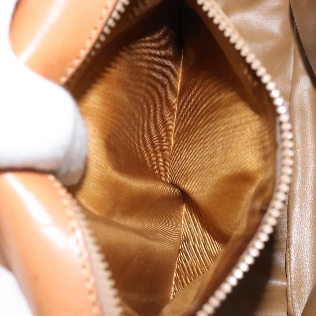 CELINE Macadam Canvas Shoulder Bag PVC Beige Gold Auth 156728