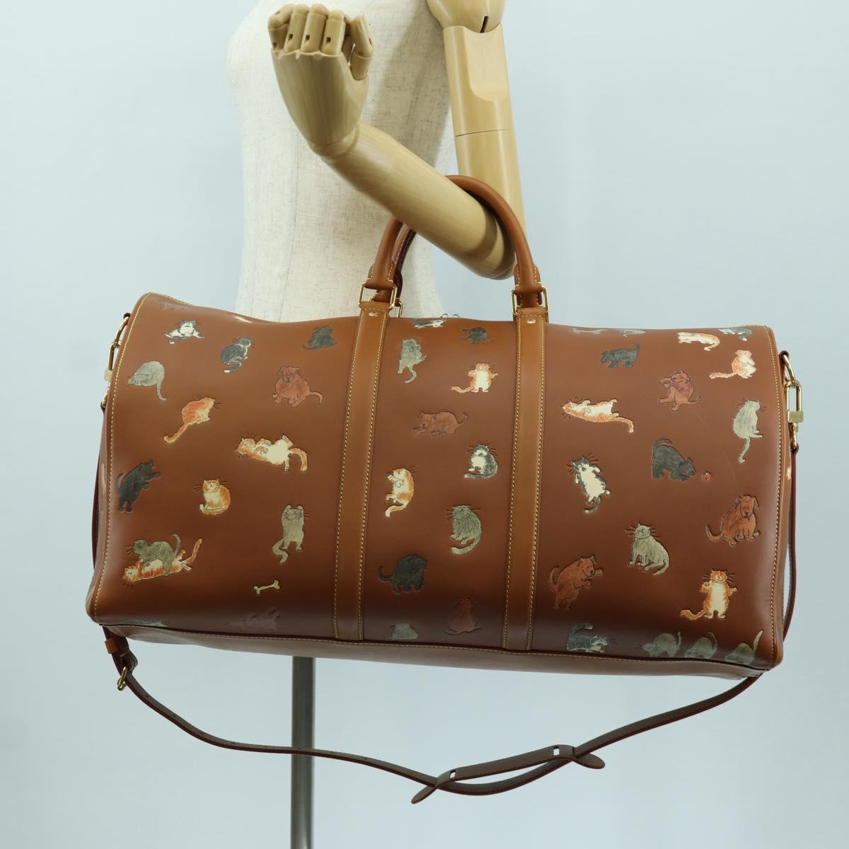 LOUIS VUITTON Catgram Keepall Bandouliere 55 Bag Leather M52951 LV Auth 156736SM