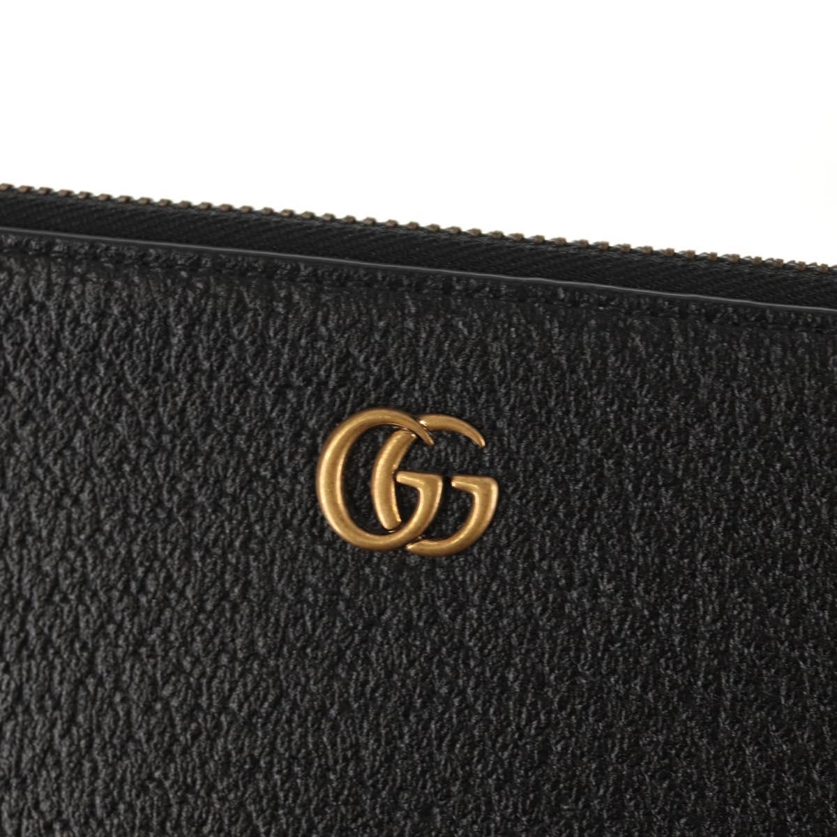GUCCI GG Marmont Clutch Bag Leather Black 475317 Auth 156740V