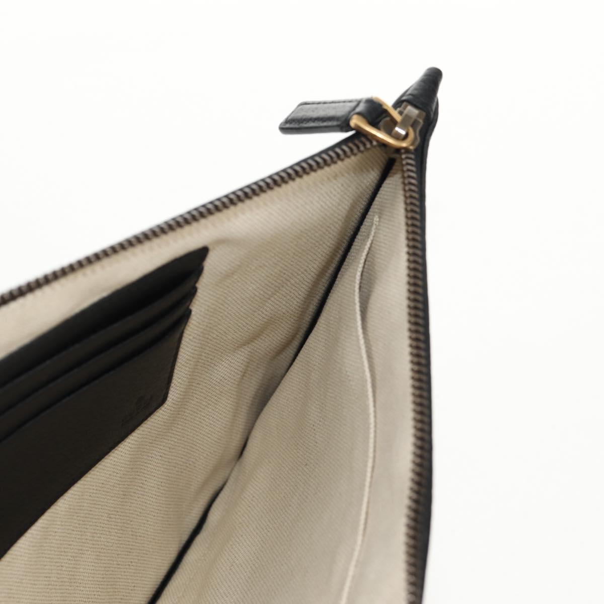 GUCCI GG Marmont Clutch Bag Leather Black 475317 Auth 156740V