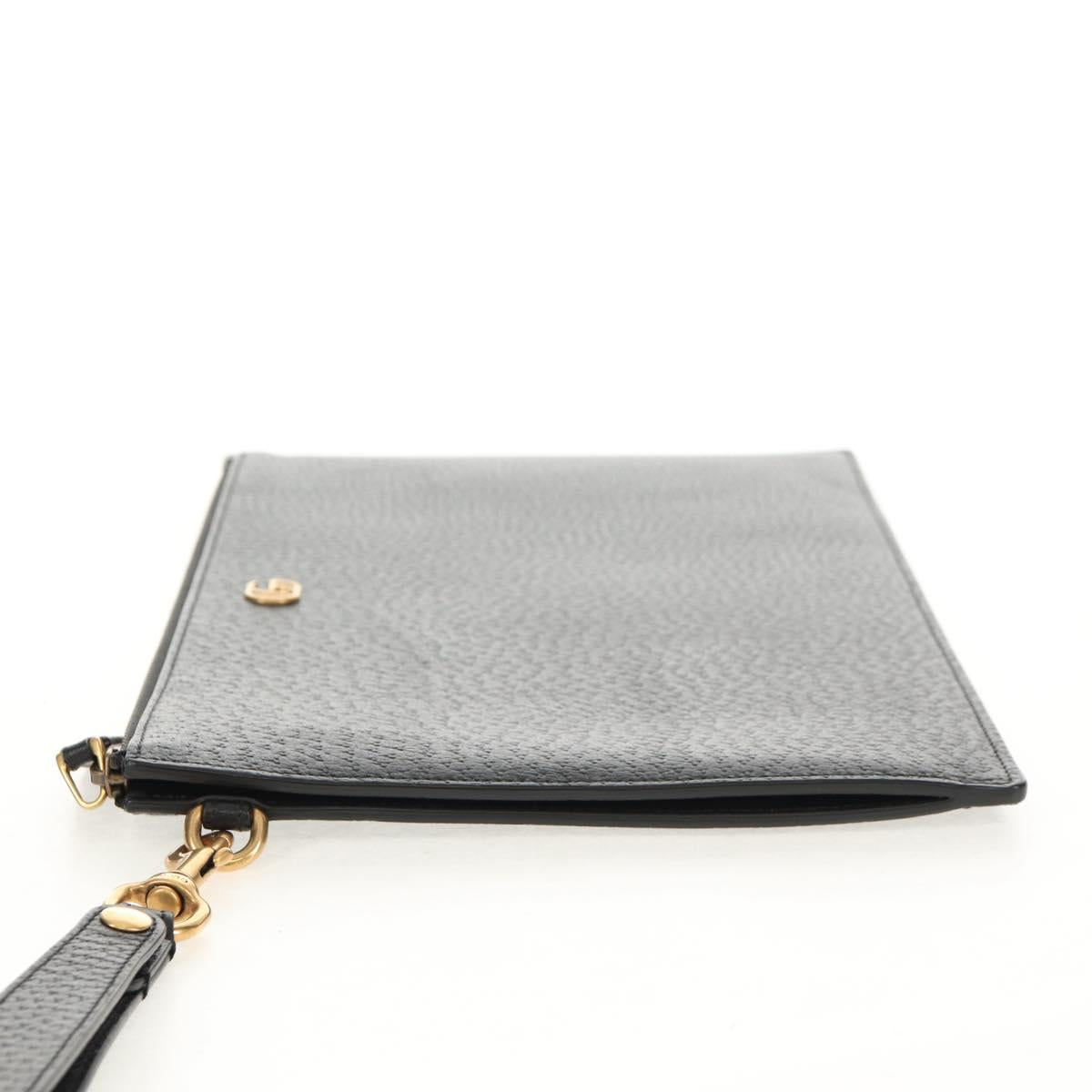 GUCCI GG Marmont Clutch Bag Leather Black 475317 Auth 156740V