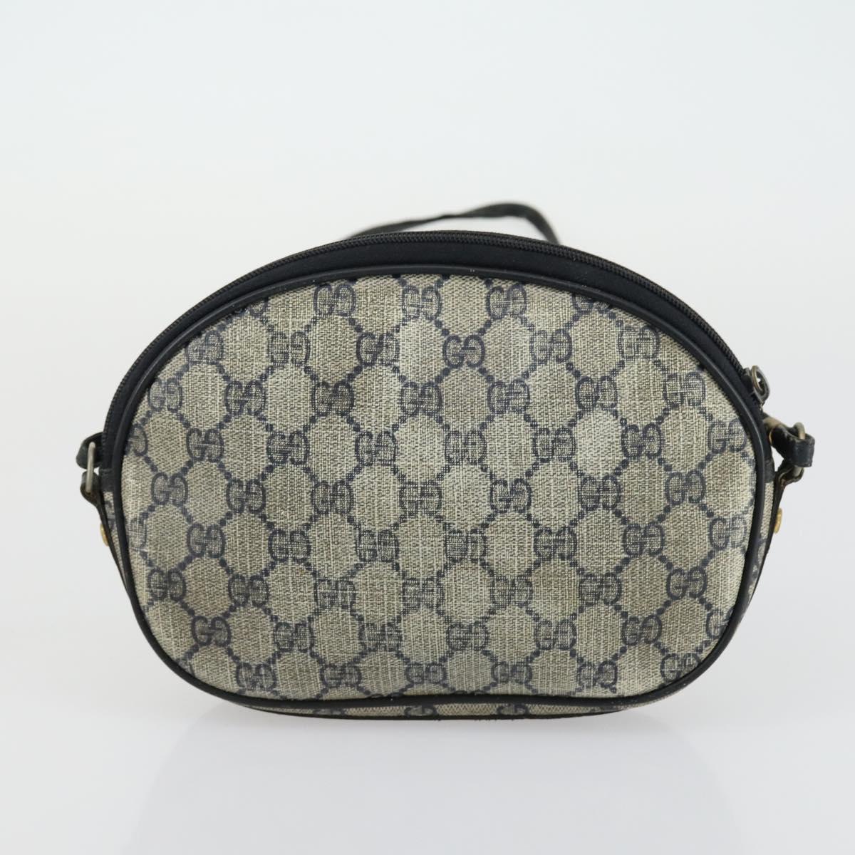 GUCCI GG Supreme Web Sherry Line Shoulder Bag PVC 3 Set Beige Gold Auth 156744