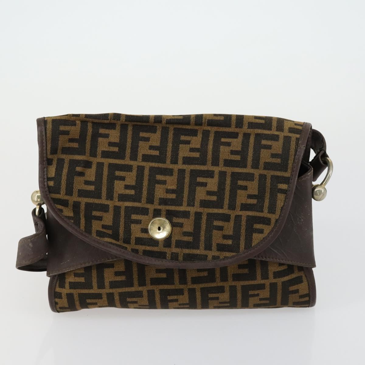 GIVENCHY Fendi Saint Laurent Zucca Canvas Bag PVC 3 Set Brown Black Auth 156745
