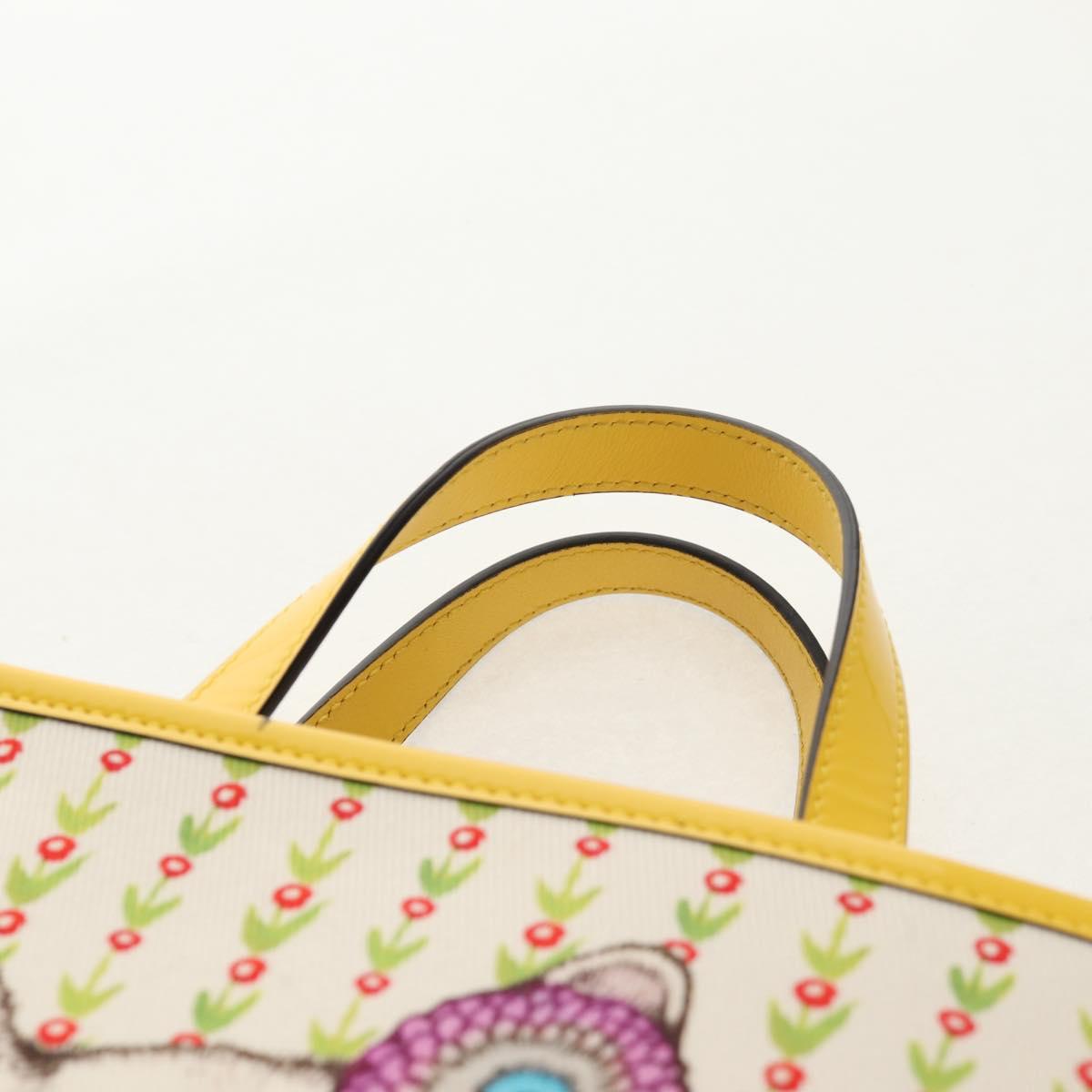 GUCCI Tote Bag Canvas Yellow Silver 605614 Auth 156781M