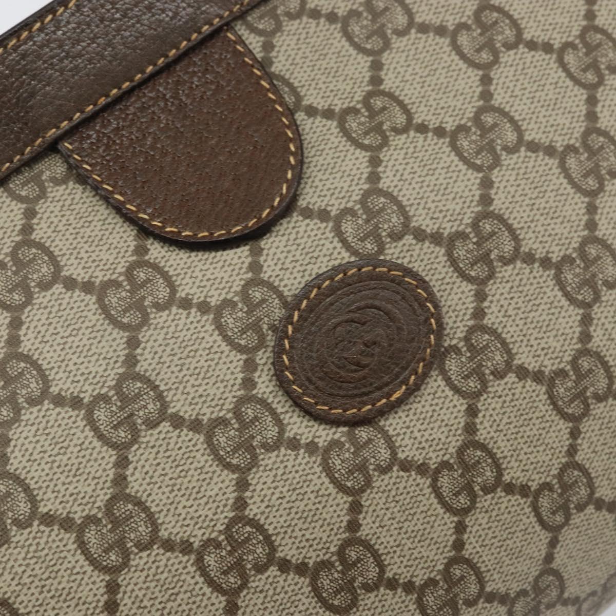 GUCCI GG Supreme Clutch Bag PVC Leather Beige 014 89 0192 Auth 156783