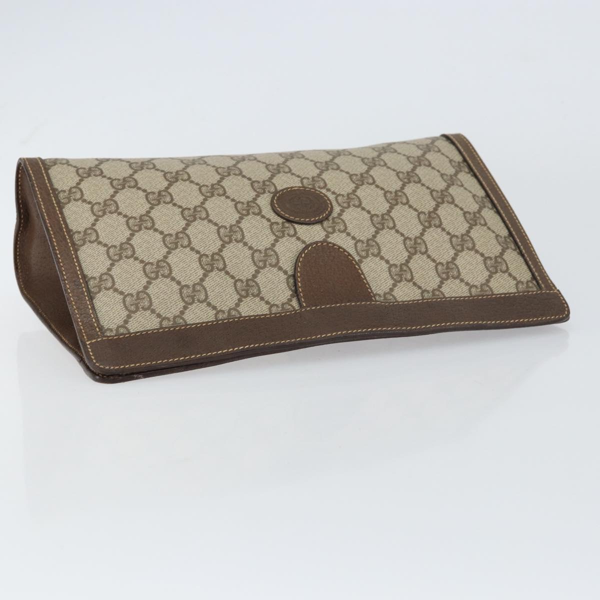 GUCCI GG Supreme Clutch Bag PVC Leather Beige 014 89 0192 Auth 156783