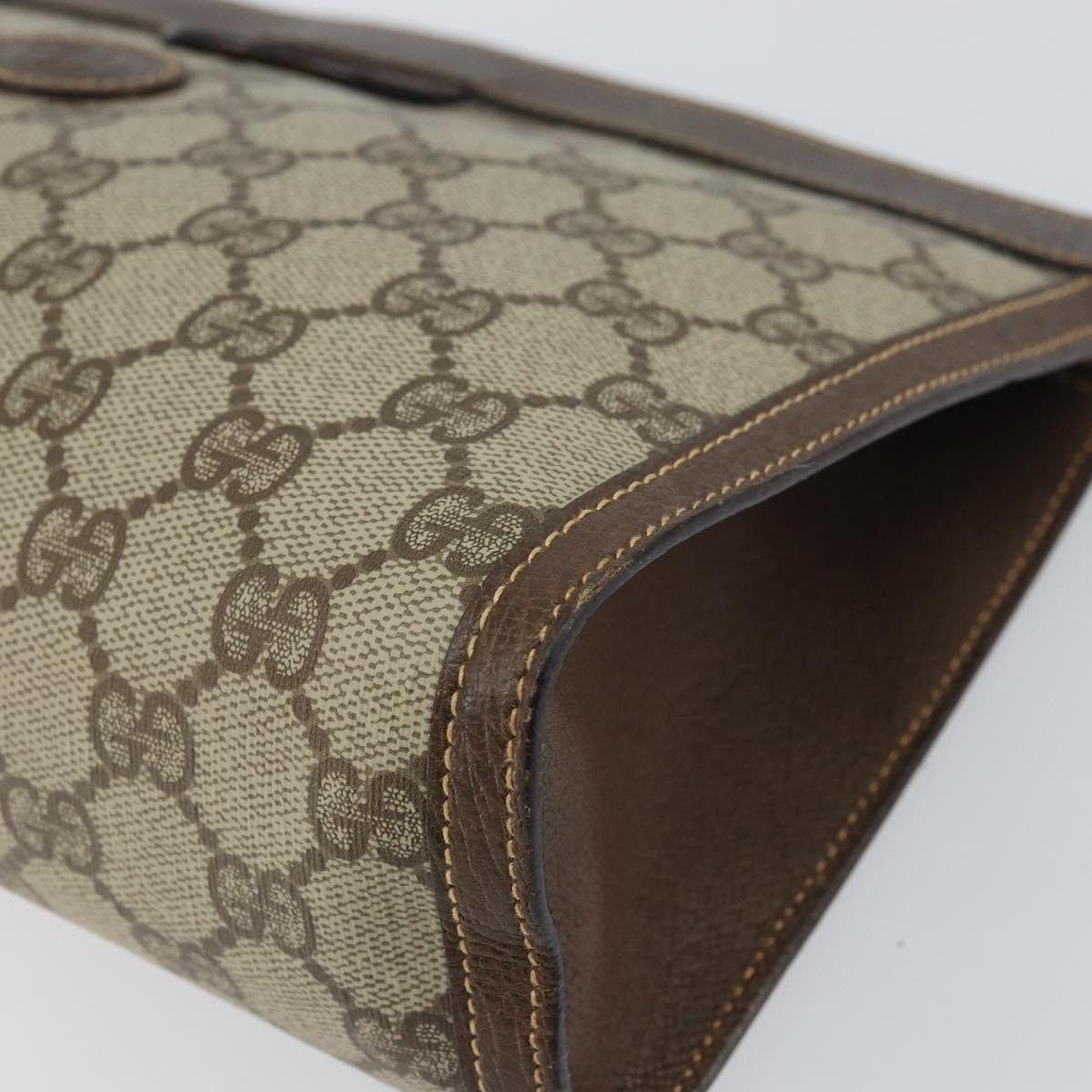 GUCCI GG Supreme Clutch Bag PVC Leather Beige 014 89 0192 Auth 156783