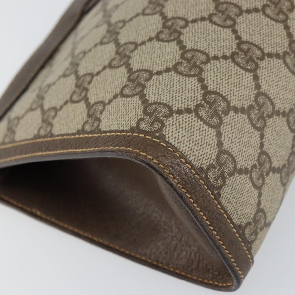 GUCCI GG Supreme Clutch Bag PVC Leather Beige 014 89 0192 Auth 156783