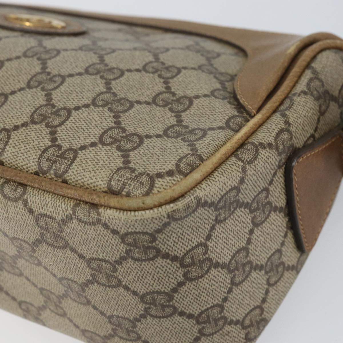 GUCCI GG Supreme Shoulder Bag PVC Leather Beige Gold Auth 156786