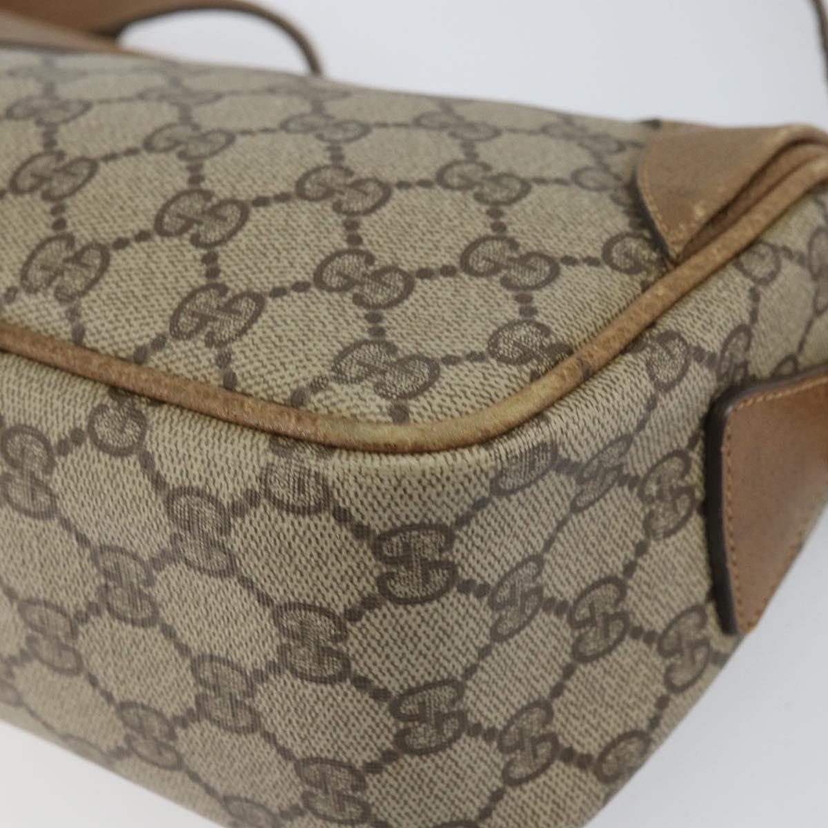 GUCCI GG Supreme Shoulder Bag PVC Leather Beige Gold Auth 156786