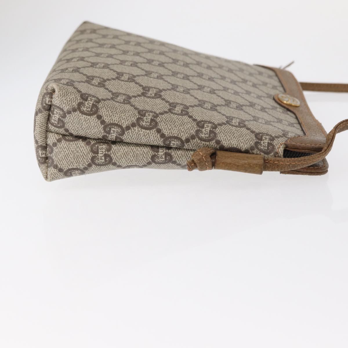 GUCCI GG Plus Supreme Shoulder Bag PVC Leather Beige Gold Auth 156788