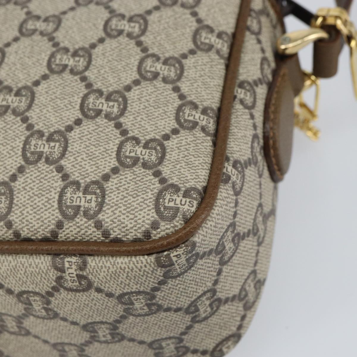 GUCCI GG Plus Supreme Shoulder Bag PVC Leather Beige Gold Auth 156789
