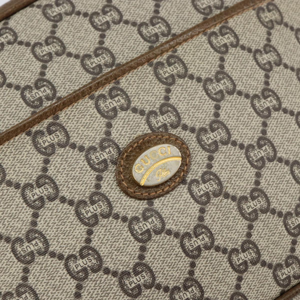 GUCCI GG Plus Supreme Shoulder Bag PVC Leather Beige Gold Auth 156789