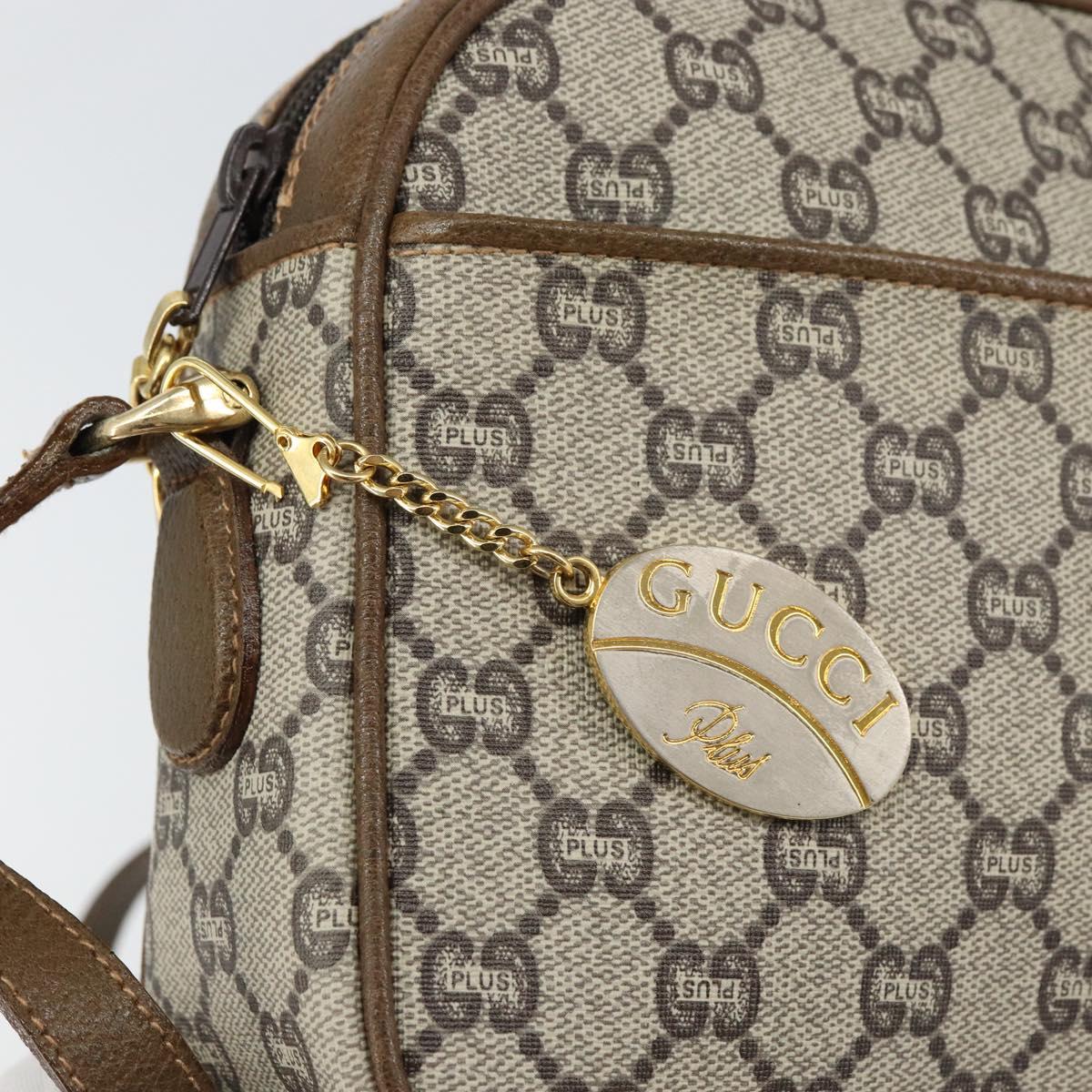 GUCCI GG Plus Supreme Shoulder Bag PVC Leather Beige Gold Auth 156789