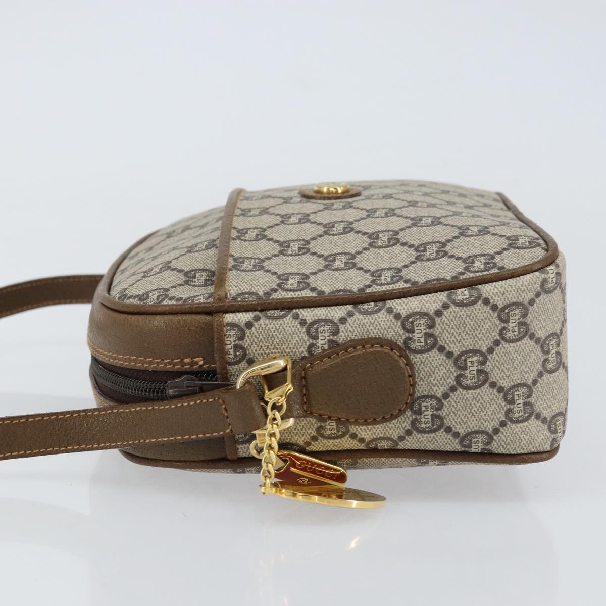 GUCCI GG Plus Supreme Shoulder Bag PVC Leather Beige Gold Auth 156789