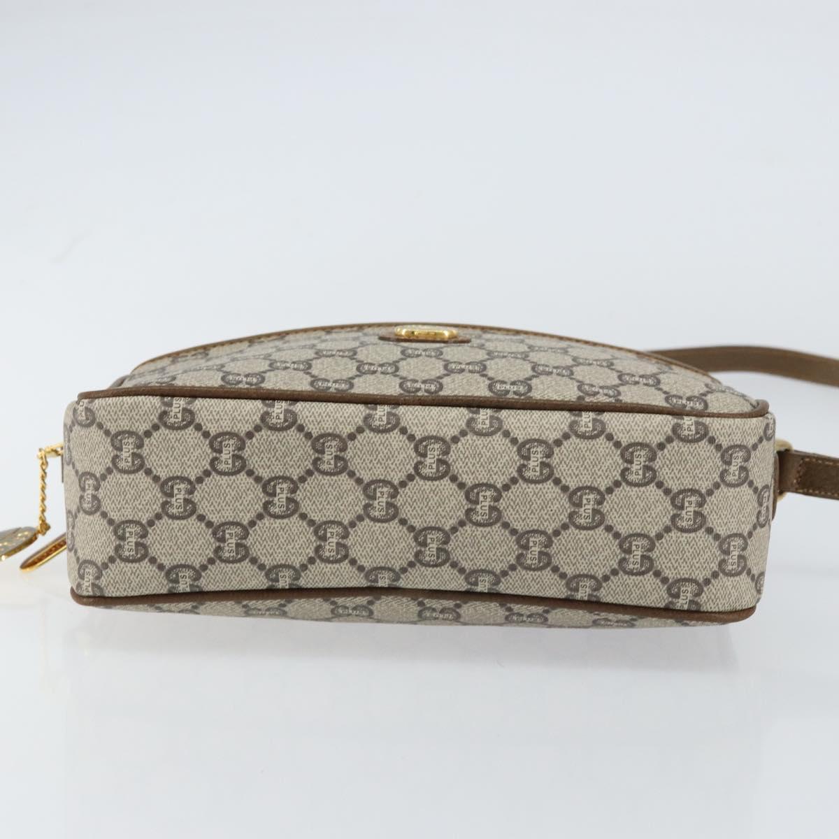 GUCCI GG Plus Supreme Shoulder Bag PVC Leather Beige Gold Auth 156789