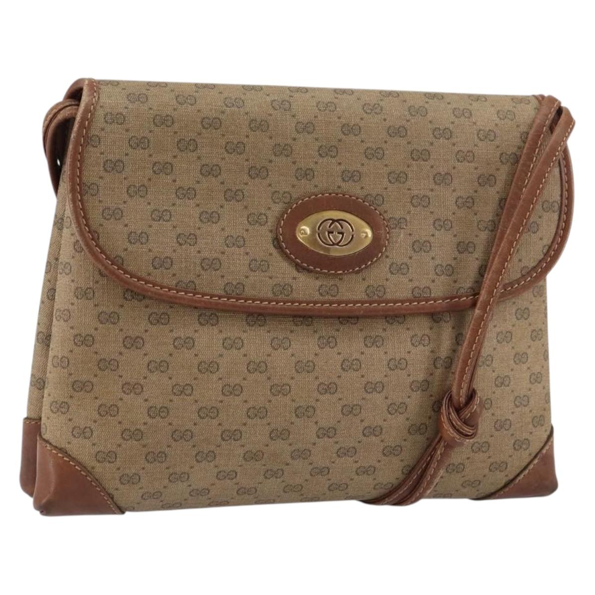 GUCCI Micro GG Supreme Shoulder Bag PVC Beige Gold 007 92 5548 Auth 156790