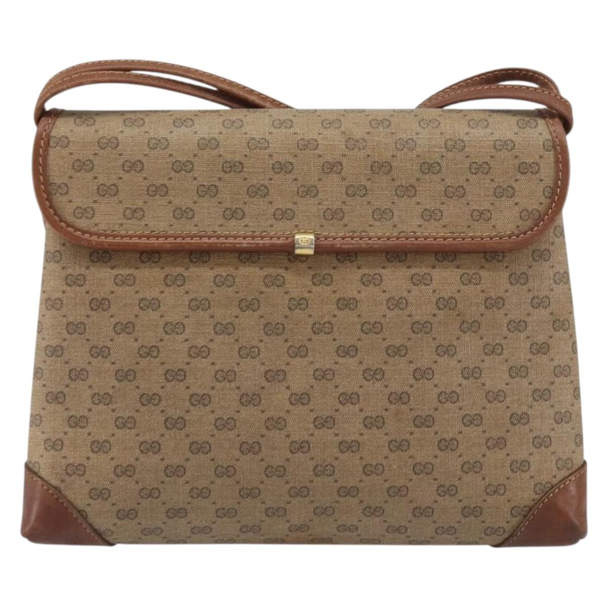 GUCCI Micro GG Supreme Shoulder Bag PVC Beige Gold 007 92 5548 Auth 156790