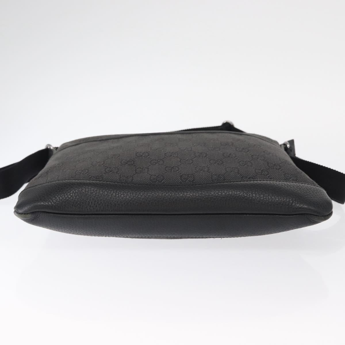 GUCCI GG Canvas Shoulder Bag Black Silver 374414 Auth 156793