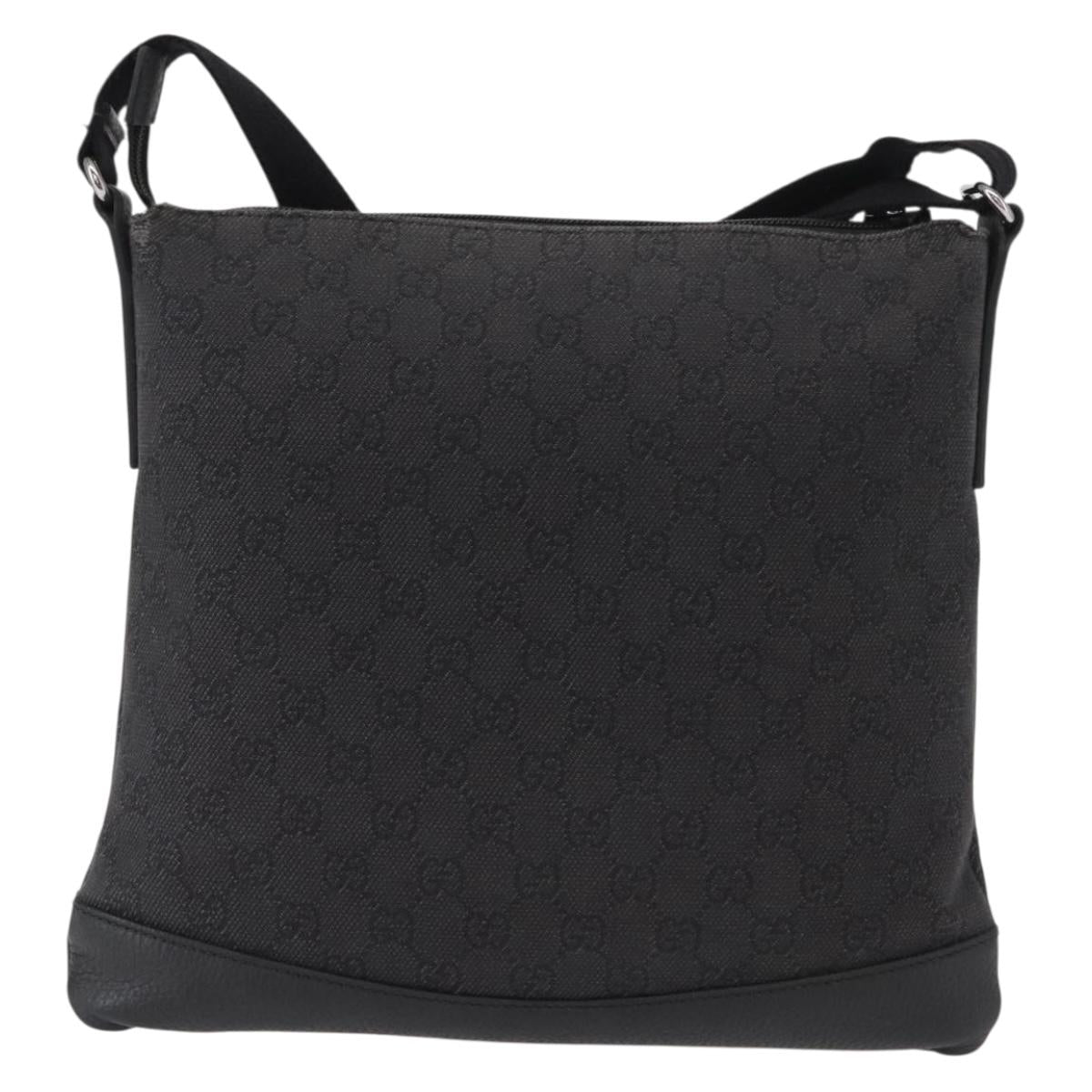 GUCCI GG Canvas Shoulder Bag Black Silver 374414 Auth 156793