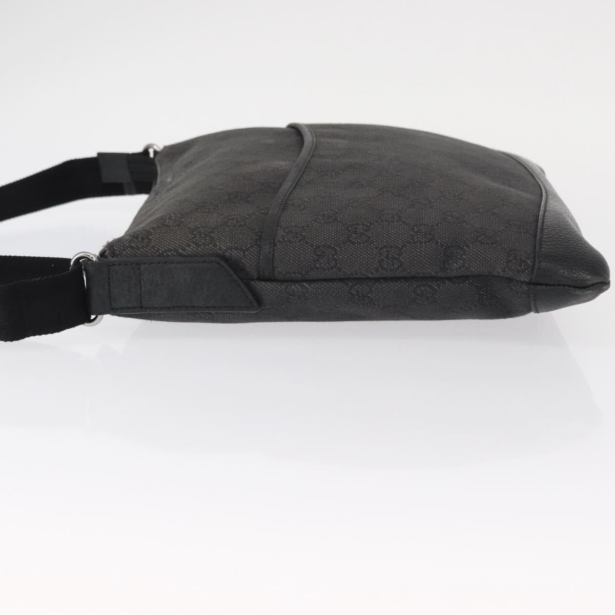 GUCCI GG Canvas Shoulder Bag Black Silver 374414 Auth 156793