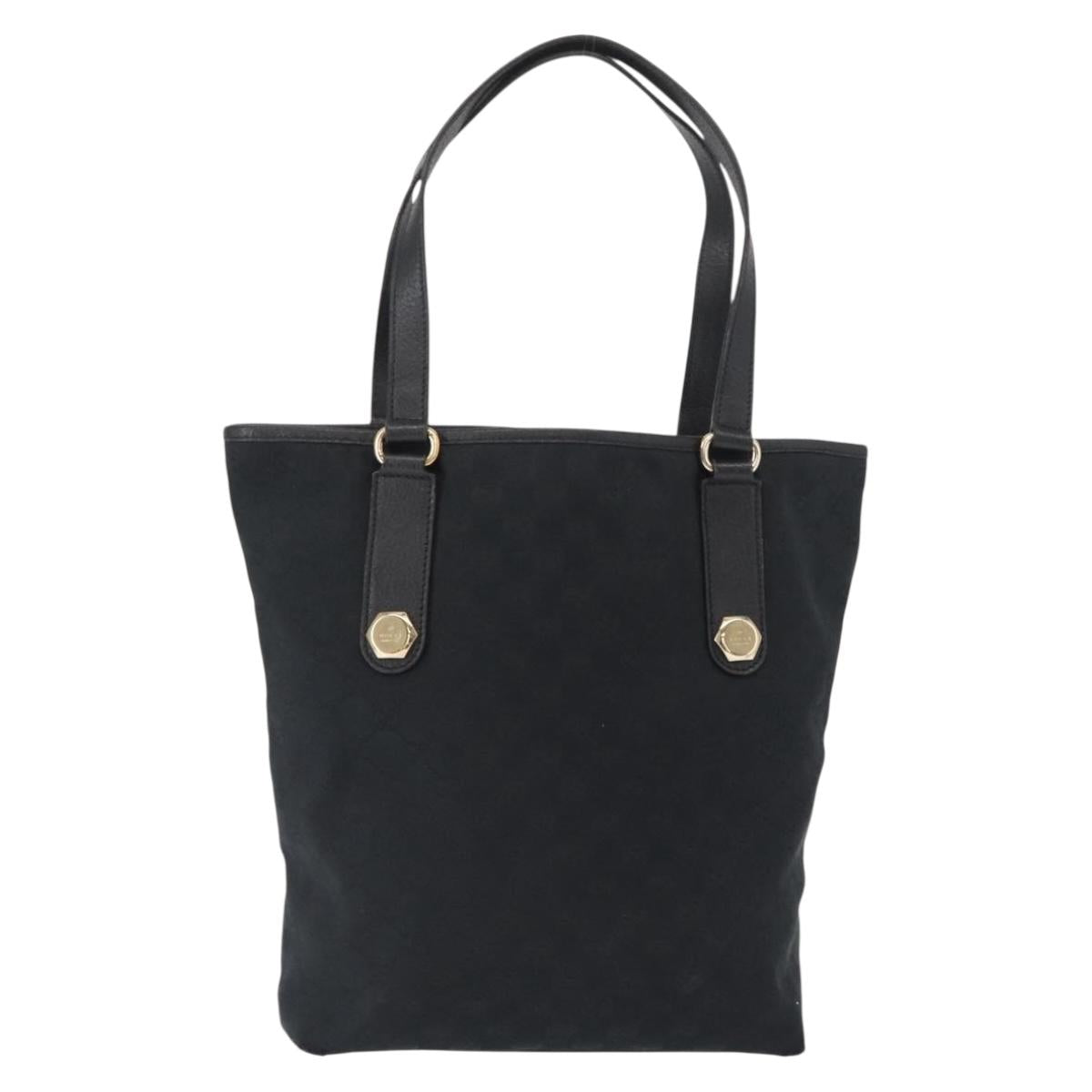 GUCCI GG Canvas Tote Bag Black Gold 153009 Auth 156794