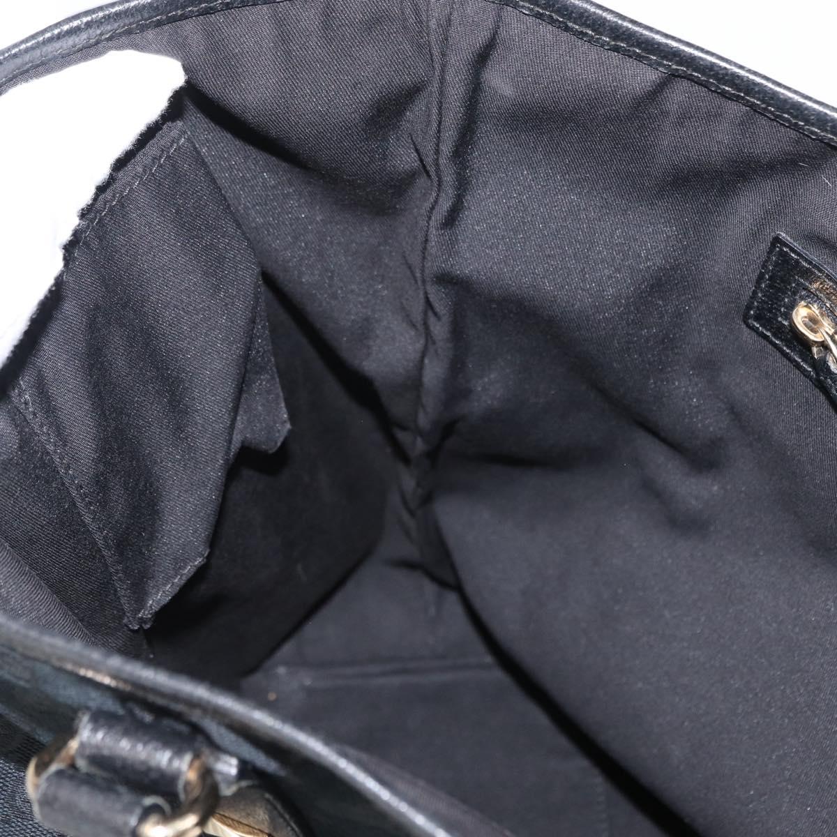 GUCCI GG Canvas Tote Bag Black Gold 153009 Auth 156794