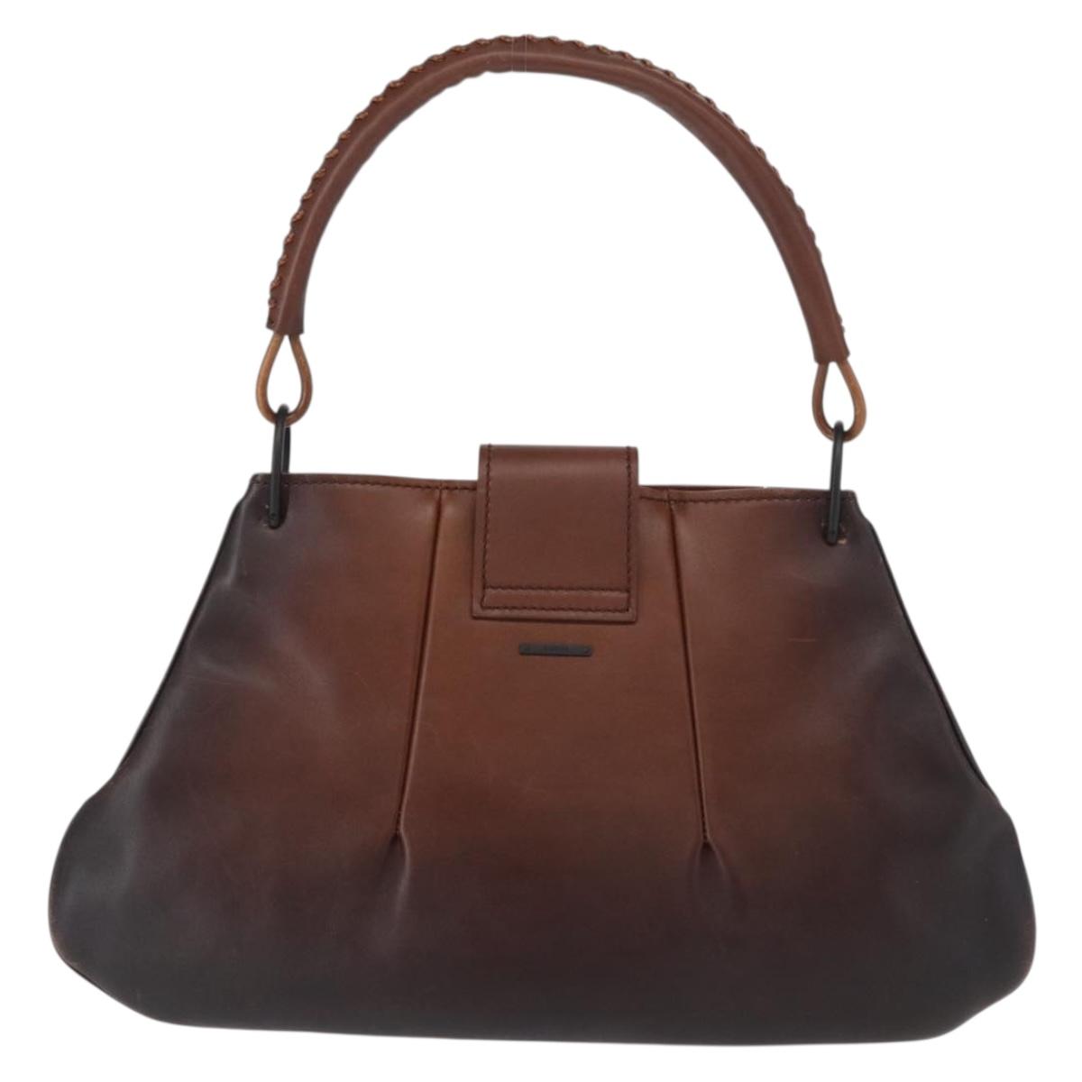 GUCCI Shoulder Bag Leather Brown 105374 Auth 156795