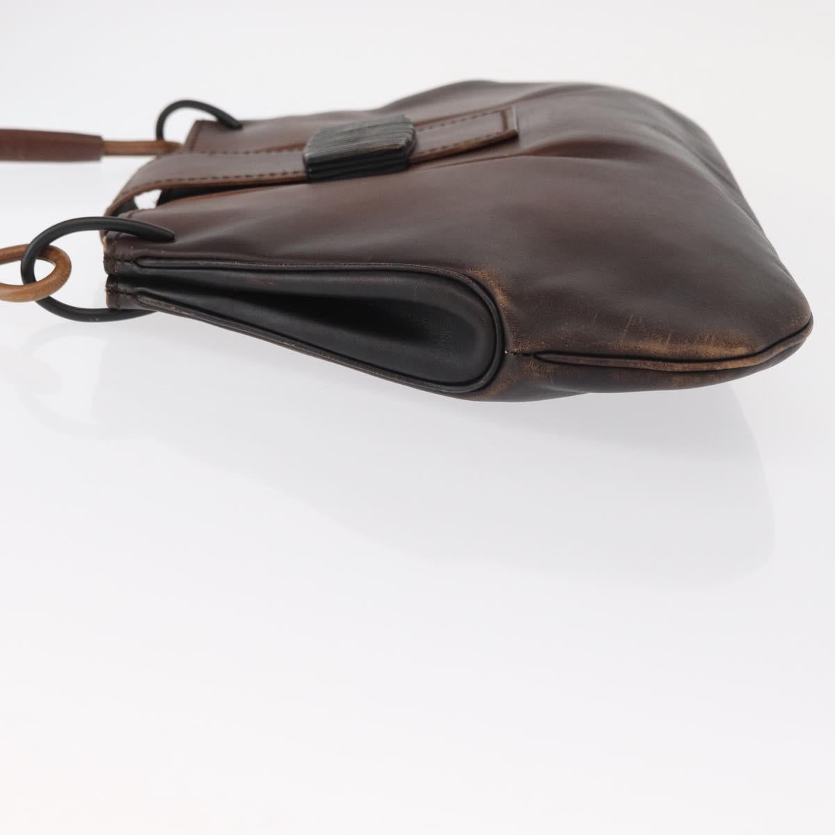 GUCCI Shoulder Bag Leather Brown 105374 Auth 156795