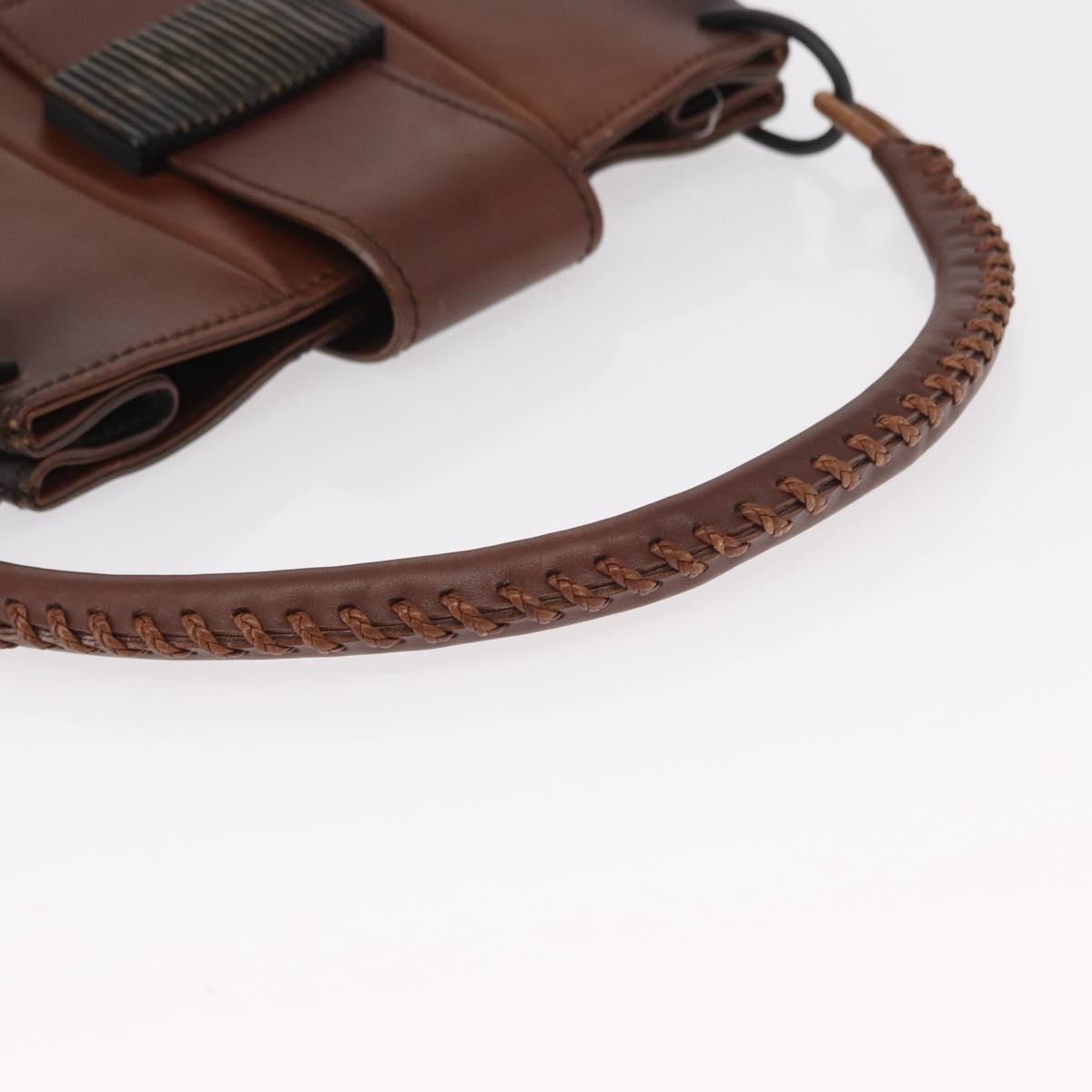 GUCCI Shoulder Bag Leather Brown 105374 Auth 156795