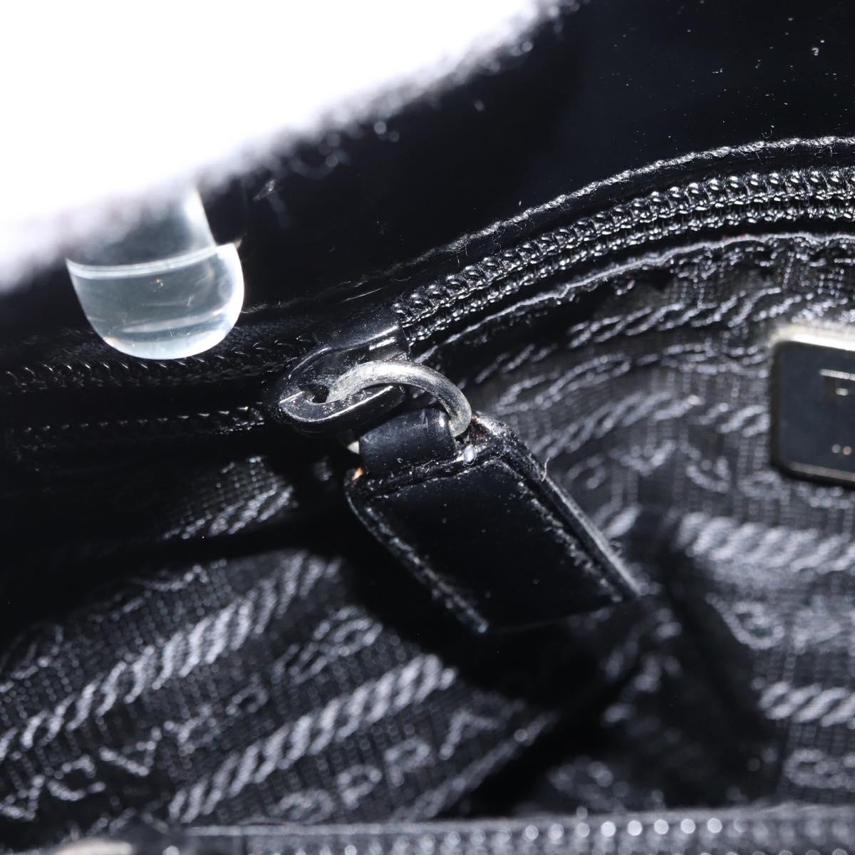 PRADA Hand Bag Enamel Black Auth 156803