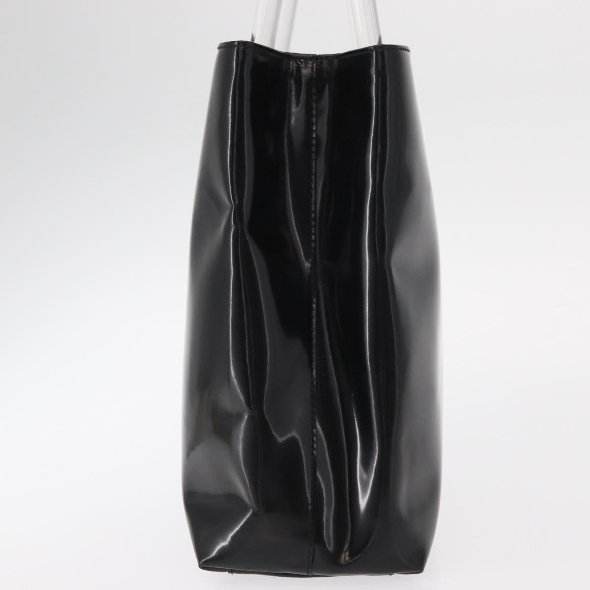 PRADA Hand Bag Enamel Black Auth 156803