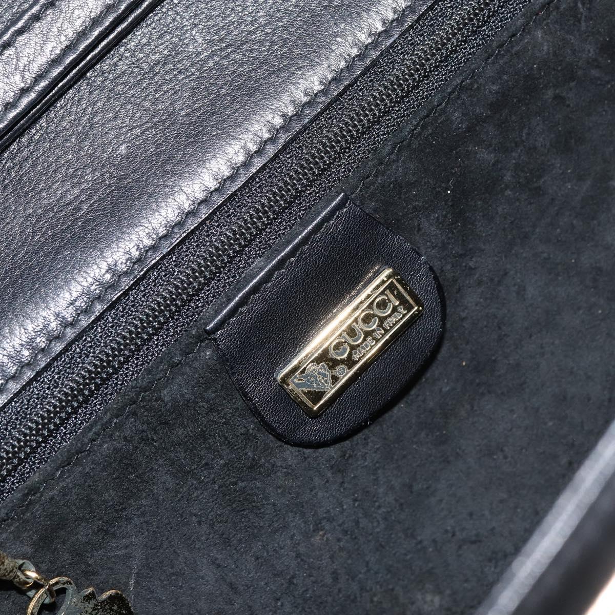 GUCCI Shoulder Bag Leather Black Gold 004 25 0240 Auth 156804