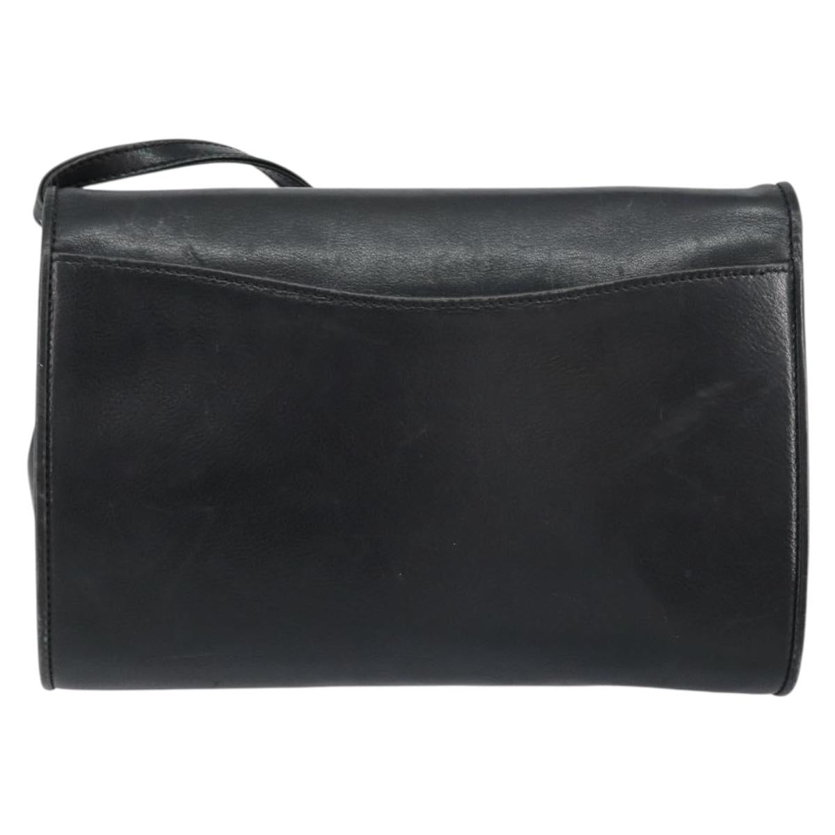 GUCCI Shoulder Bag Leather Black Gold 004 25 0240 Auth 156804