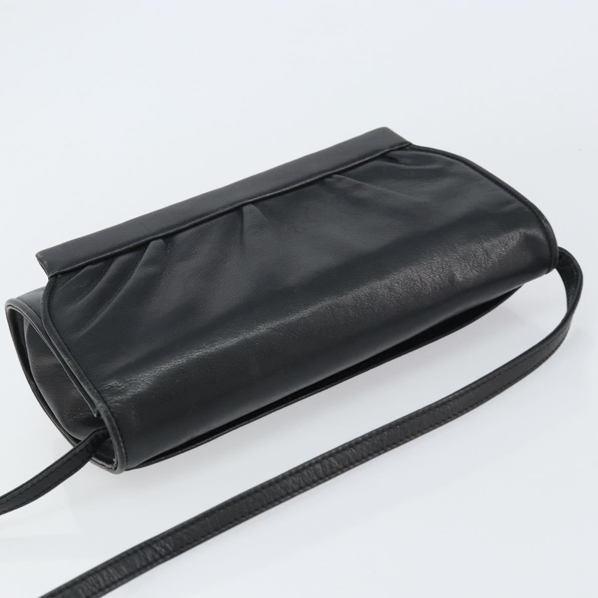 GUCCI Shoulder Bag Leather Black Gold 004 25 0240 Auth 156804